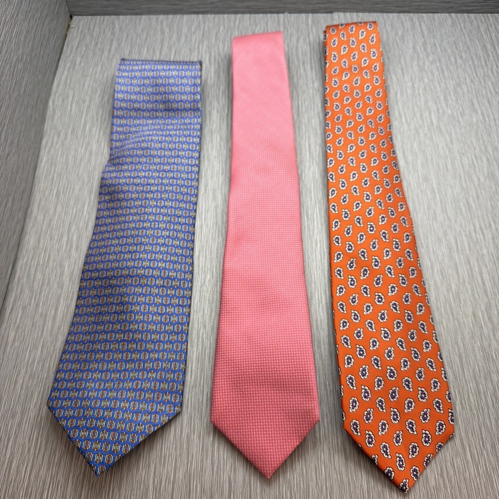Designer Silk Tie Lot 3 Ralph Lauren Banana Republic Medallion Classic